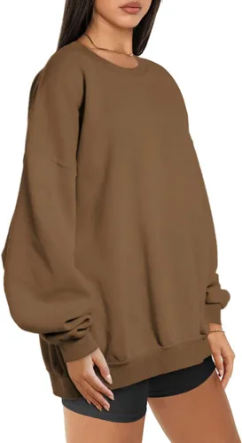 Vista 2 de Trendy Queen Sudaderas de gran tamaño para mujer, sudaderas con capucha de forro polar con cuello redondo, suéteres cómodos, ropa de otoño e