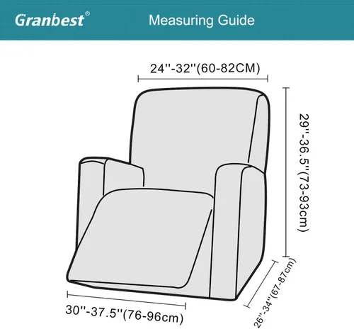 Vista 5 de Granbest Funda elástica para sillón reclinable, 1 pieza de alta calidad, gruesa con bolsillos, funda de jacquard para reclinable, protector