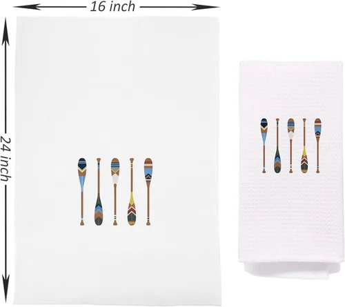 Vista 4 de Juego de 4 toallas de cocina para cocina, coloridas paletas de lago, decorativas, para regalos de casa de lago, toallas de invitados de 24 x 16