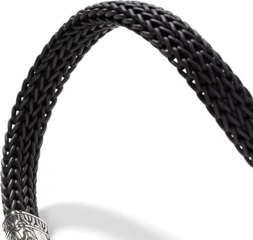 Vista 3 de Pulsera clásica de plata de 0.413in de caucho negro con cierre de empuje