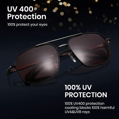 Vista 6 de Cyxus Lentes de sol polarizados para hombre, lentes de sol de aviador para hombres y mujeres, protegen los rayos UV para conducir, golf, viajar