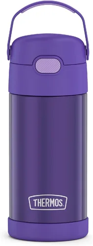 Vista 15 de THERMOS FUNTAINER - Botella de agua con pajilla, 12 onzas, botella de agua de acero inoxidable aislada al vacío para niños con tapa, color negro