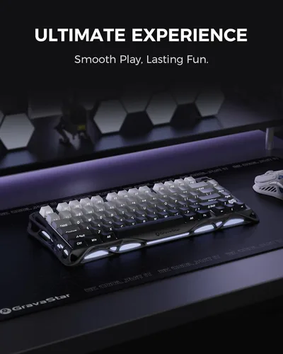 Vista 2 de GravaStar Mercury K1 Teclado mecánico inalámbrico 75% para juegos, aleación de aluminio, teclado compacto personalizado con conector de intercambio