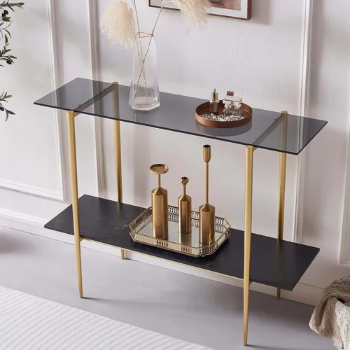 Vista 28 de LumFurn Mesa auxiliar redonda de cristal, mesa de sofá de diseño moderno de mediados de siglo para sala de estar, 18 pulgadas de diámetro x 23