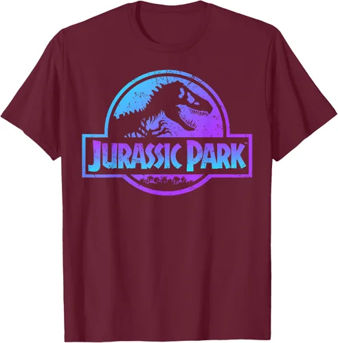 Vista 17 de Jurassic Park Camiseta de manga corta con logotipo Fossil azul y morado Negro