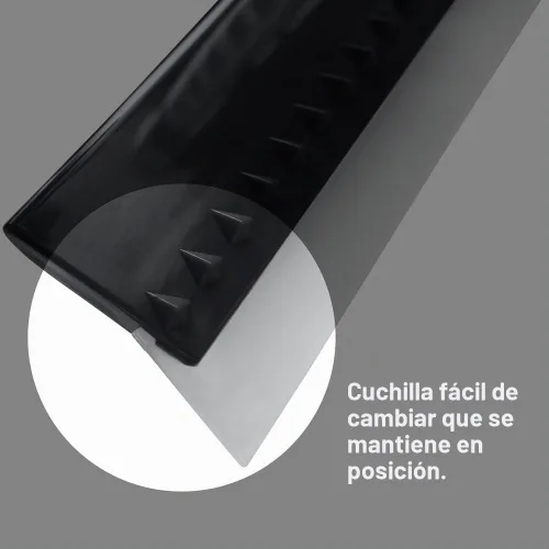 Vista 5 de Escobilla de goma para puerta de ducha, parabrisas de coche y ventana de cristal, 2 cuchillas de repuesto de silicona adicionales, mango de espuma