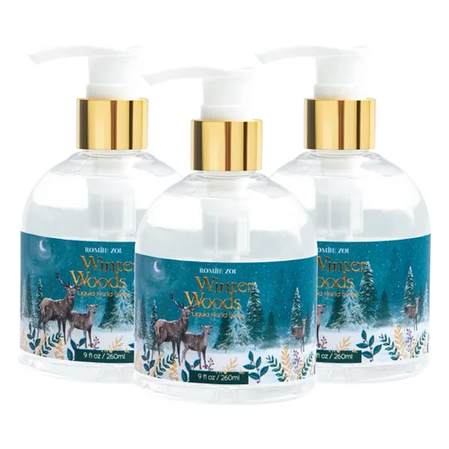 Vista 9 de ROMIIE ZOI Jabón líquido para manos de Navidad con caja de regalo - 260ml / 9 fl. Oz - Paquete de variedad de 3