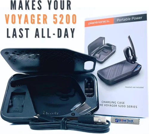 Vista 9 de Poly Plantronics Voyager 5200 - Funda de carga y soporte de acoplamiento, paquete global de Teck con paño de microfibra GTW
