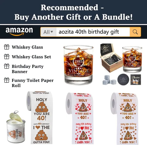 Vista 2 de Regalos de 40 cumpleaños para mujeres, hombres, ella, él - Feliz papel higiénico de broma - Decoraciones de 40 cumpleaños, suministros de fiesta