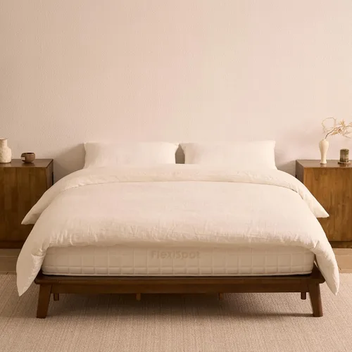 Vista 20 de FLEXISPOT Hako G1 - Cama de plataforma de madera maciza tamaño Queen con montaje sin herramientas Roble natural