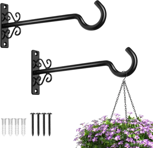 Vista 14 de BOLITE Colgadores de plantas, soportes colgantes de 6 pulgadas para plantas al aire libre o interior, ganchos de pared para colgar comederos