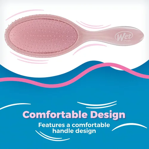 Vista 6 de Wet Brush Cepillo desenredante original, mármol natural, rosa polvorienta, peine para mujeres, hombres y niños, húmedo o seco, cabello natural