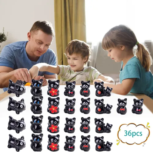Vista 8 de 36 piezas Figuras de Gatos Negros en Mini de Resina Variedad de Animales Pequeños Pequeñas Figuras de Gatos en Miniatura a Granel para Accesorios