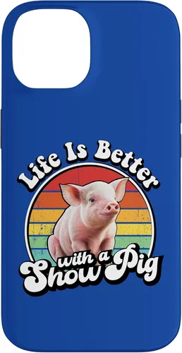 Vista 4 de Mens Womens Retro Vintage Life is Better Cute Show Pig Lover Case for iPhone 17