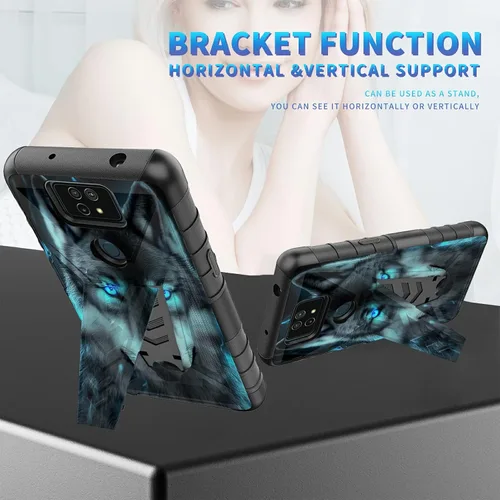 Vista 225 de Funda para AT&T Maestro Max 2021/Cricket Ovation 2 con protector de pantalla de vidrio templado, funda resistente con función atril integrada