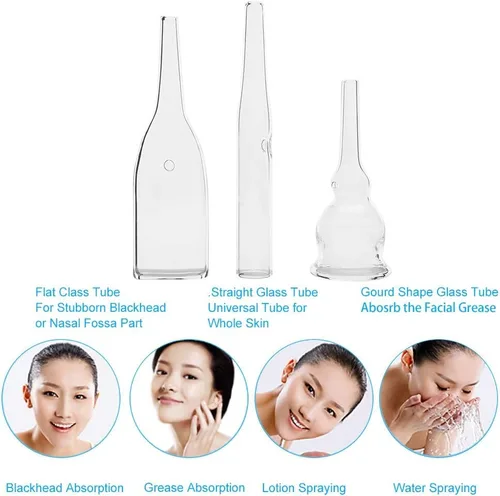 Vista 2 de Nikou Tubo de vidrio al vacío - Kit de 3 tubos de vidrio para eliminación de limpiador facial, accesorios de máquina de belleza, juego