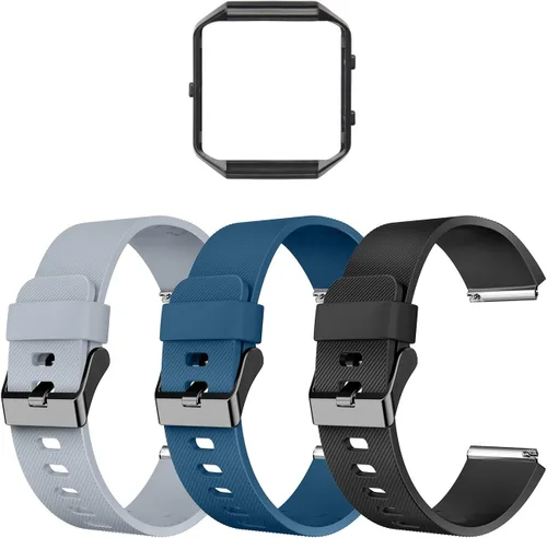 Vista 8 de Correa con marco para reloj Fitbit Blaze de LEEFOX, edición especial, correa de silicón, unisex, S G-10pack Classic+1 Marco Negro