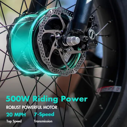 Vista 3 de EMOJO Caddy Pro - Triciclo eléctrico de neumático grueso de 500 W, 20 x 4.0 pulgadas, para adultos, frenos de disco hidráulicos, bicicleta eléctrica