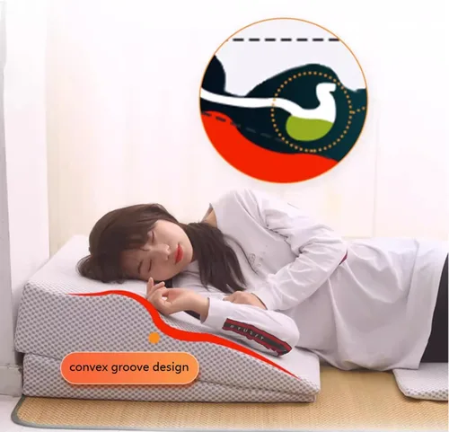 Vista 3 de Almohada de cuña para dormir, juego de almohada ortopédica ajustable de cuña para aliviar el dolor de espalda y piernas, almohada de espuma