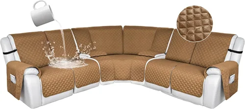 Vista 159 de HDCAXKJ Fundas de sofá seccional reclinable 100% impermeable, forma de L, funda de sofá reclinable lavable acolchada suave para mascotas, perro