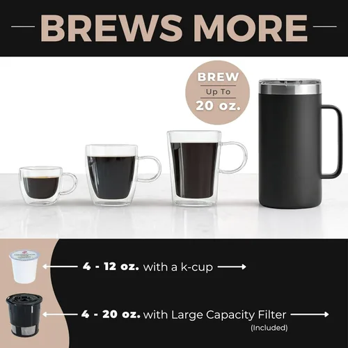 Vista 5 de VINCI Micro Café - Cafetera de vidrio de una sola porción más pequeña, compatible con K-Cups, cápsulas y café molido, infusión de flujo cerrado