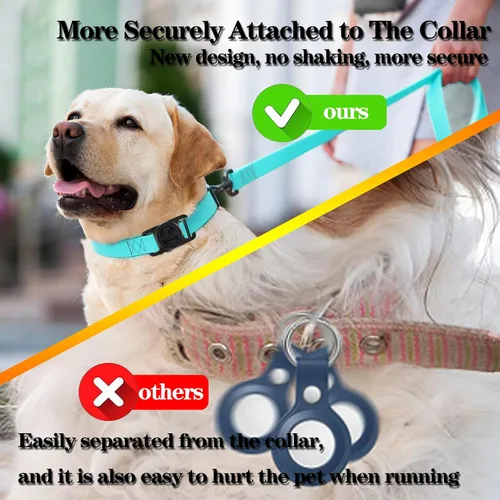 Vista 4 de Paquete de 2 soportes impermeables para collar de perro AirTag compatibles con Apple AirTag, soporte de silicona oculto para Airtag Tracker negro