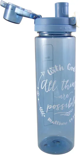 Vista 2 de Religious With God All Things Are Possible Mateo 19:26 Botella de agua, 24 onzas