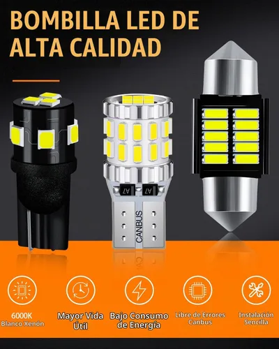 Vista 2 de Kit de Paquete de Bombillas LED Blancas Compatible con Toyota Corolla 2003, 2004, 2005, 2006, 2007, 2008, 2009, 2010, 2011, 2012, Luz