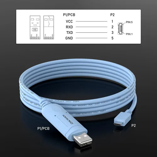 Vista 2 de Cable de consola USB a micro USB con chipset FTDI, adaptador de puerto serie RS232 para routers/switches Cisco, PLC, dispositivos de control