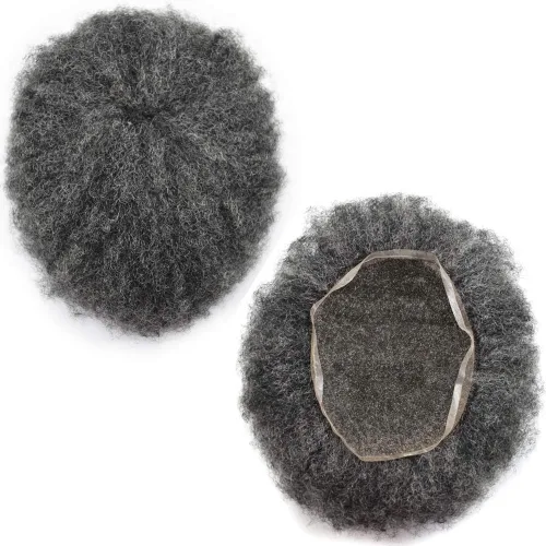 Vista 19 de Afro - Toupee - Toupee para hombre, encaje suizo, rizado, para hombres negros, hombres afroamericanos, todos los encajes, sistemas de reemplazo