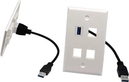 Vista 3 de Cable de inserción de conector Keystone USB 3.0, Haokiang USB 3.0 A hembra a USB A 3.0 hembra Keystone Insertar placa de pared, adaptadores de panel