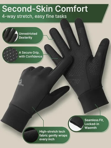 Vista 5 de Guantes de invierno para mujeres y hombres, para clima frío, pantalla táctil, guantes de 3 capas para correr, ciclismo, senderismo, conducción