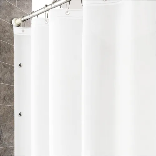 Vista 11 de Forro de cortina de ducha estrecho de 24 x 72 pulgadas con imanes inferiores y clips magnéticos para mantener cerrado, forro de ducha pequeño