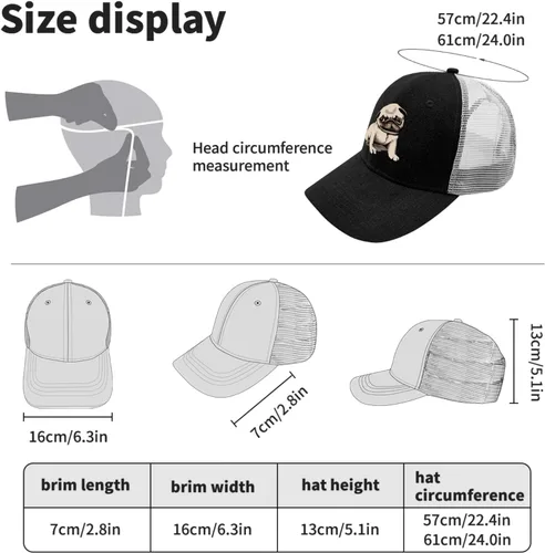Vista 4 de Hat Pug Dog Dad Hat, Graphic Baseball Caps for Women