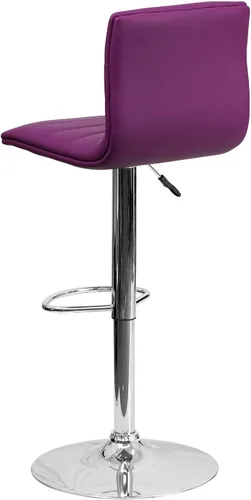 Vista 41 de Flash Funiture silla de bar ajustable con base cromada, Vinilo, Gris