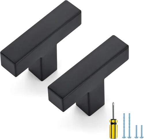 Vista 21 de Ravinte Paquete de 5 tiradores cuadrados de gabinete de 2-1/2 pulgadas, manijas negras para gabinetes de cocina, accesorios de cocina negros mate