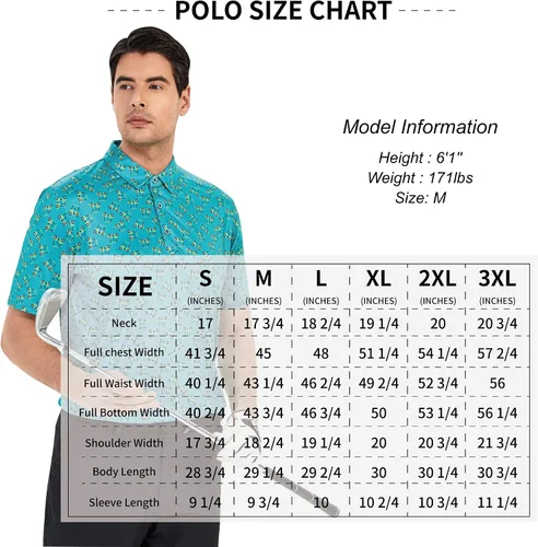 Vista 6 de Damipow Camisas de golf prémium para hombre, ajuste seco, de manga corta, cuello
