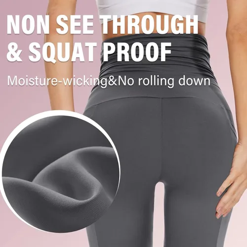 Vista 3 de Sundwudu Leggings de maternidad para mujer sobre el vientre embarazo
