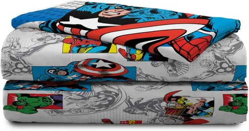 Vista 7 de Jay Franco Marvel Comics Avengers Good Guys - Juego de ropa de cama individual de 4 piezas, color azul