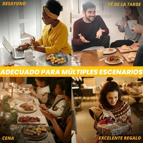 Vista 5 de FineMade Máquina para hacer gofres clásica redonda de 7 pulgadas, mini waflera, planchas antiadherentes, waflera fina crujiente, color negro