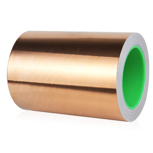 Vista 12 de BOMEI PACK Cinta de lámina de cobre, 1 paquete de 1 pulgada x 66 pies con adhesivo conductor para guitarra y manualidades, soldadura, vitrales