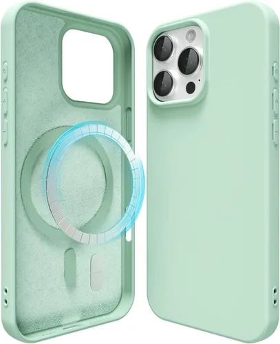 Vista 90 de oakxco Funda de silicona para iPhone 12 Pro Max, magnética, compatible con carga inalámbrica Magsafe, cubierta protectora de goma suave y delgada
