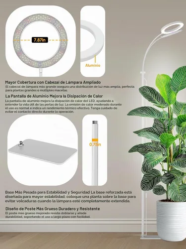 Vista 8 de Luces de crecimiento de 48W para plantas de interior, luz de planta LED de Blanco