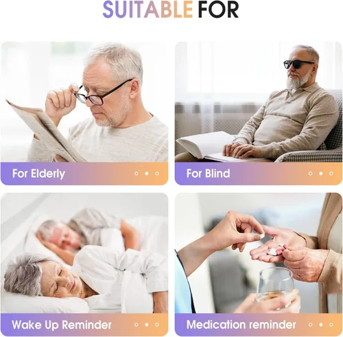 Vista 4 de Reloj Parlante Atómico se Ajusta Automáticamente para Personas con Discapacidad Visual o Personas Mayores LCD Números Grandes Fácil de Leer Reloj