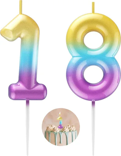 Vista 136 de Vela Azul Número 15 de Cumpleaños Velas 3D de Número para Pastel de Cumpleaños Decoración de Fiesta de Cumpleaños Suministros para Boda