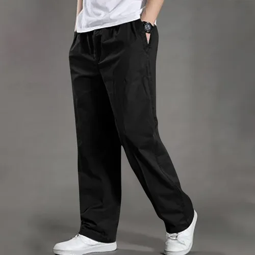 Vista 2 de Pantalones cargo de ajuste relajado para hombre, pantalones holgados de pierna recta, pantalones para exteriores, pantalones holgados y cómodos