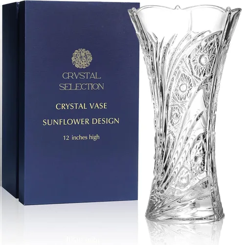 Vista 14 de CS - Jarrón de cristal de 12 pulgadas de alto, diseño de col, para flores y decoración. Bonita pieza brillante. Perfecto como regalo, adecuado