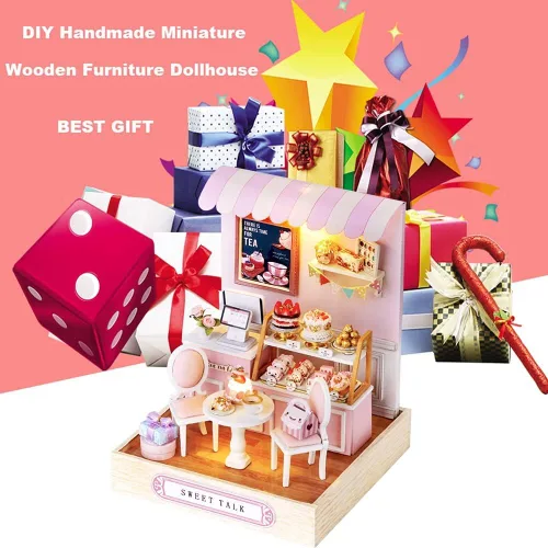 Vista 6 de Roroom Kit de casa de muñecas en miniatura y muebles, modelo de casa de muñecas en 3D con cubierta a prueba de polvo y LED, idea creativa de Qt-032