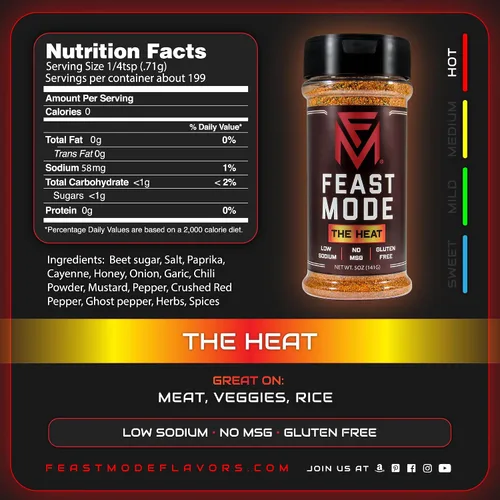 Vista 6 de Feast Mode Flavors Picante Pack 5 unidades Condimentos de 5 oz Condimento para preparación de comidas, bajo en sodio, sin MSG, sin gluten