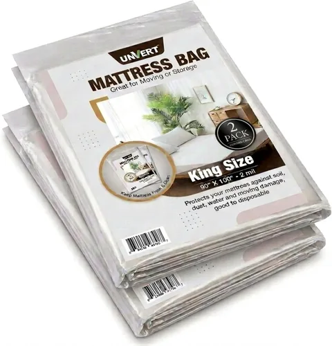 Vista 10 de Bolsa protectora de colchón impermeable Queen para mudanza y almacenamiento, resistente de 0.079 in (90 x 100 pulgadas), fabricada en Estados